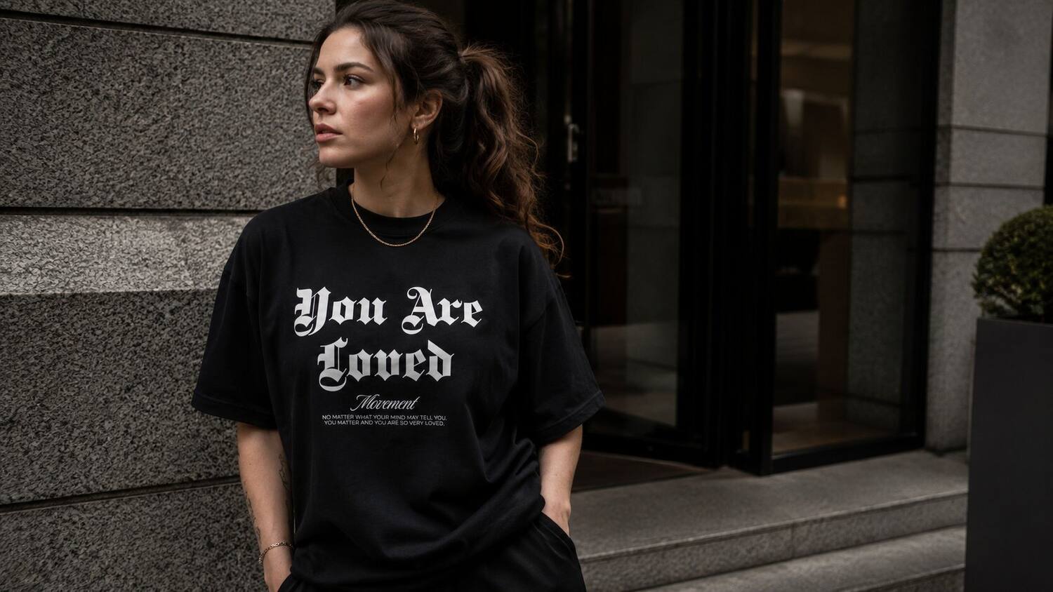 Movement tee on model